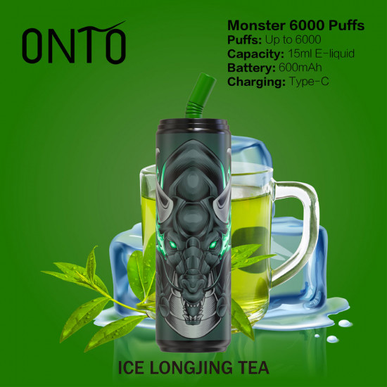 ONTO Monster 6000 puffs Disposable Vape Ice Longjing Tea