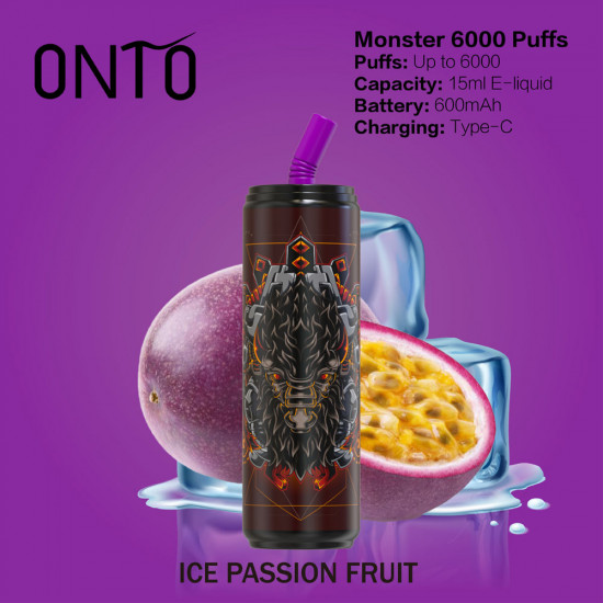 ONTO Monster 6000 puffs Disposable Vape Ice Passion Fruit