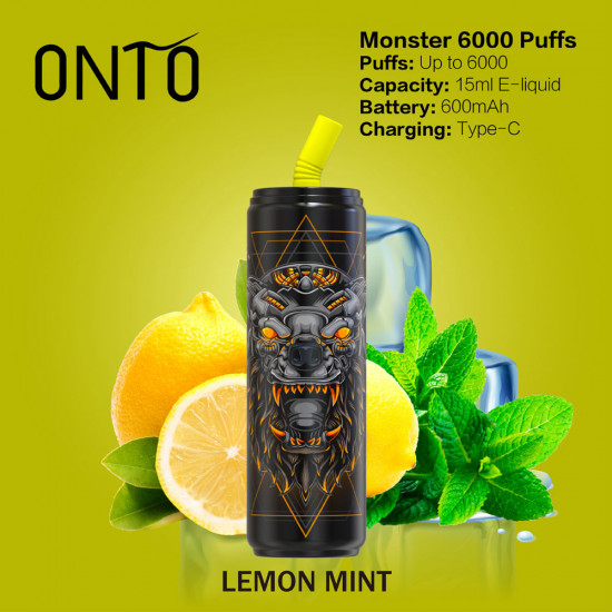 ONTO Monster 6000 puffs Disposable Vape Lemon Mint