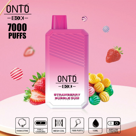ONTO BOX 7000 puffs disposable vape Strawberry Bubble Gum